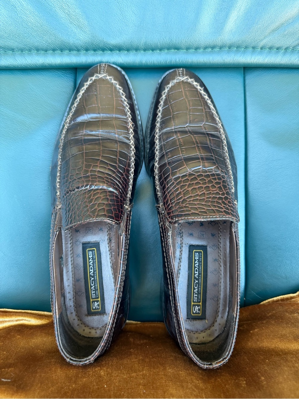 Stacy Adam’s Brown Crocodile Pattern Dress Shoes Men’s Size 10 - Picture 5 of 5